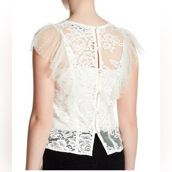 NWT ABS Allen Schwartz Sheer White Lace Blouse Style: 453P22W - Picture 2 of 6
